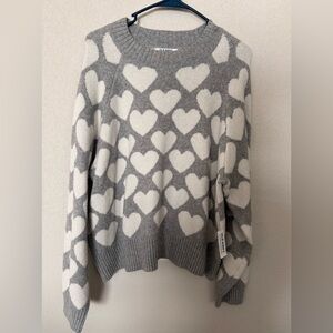 Old Navy Gray and White Heart Sweater